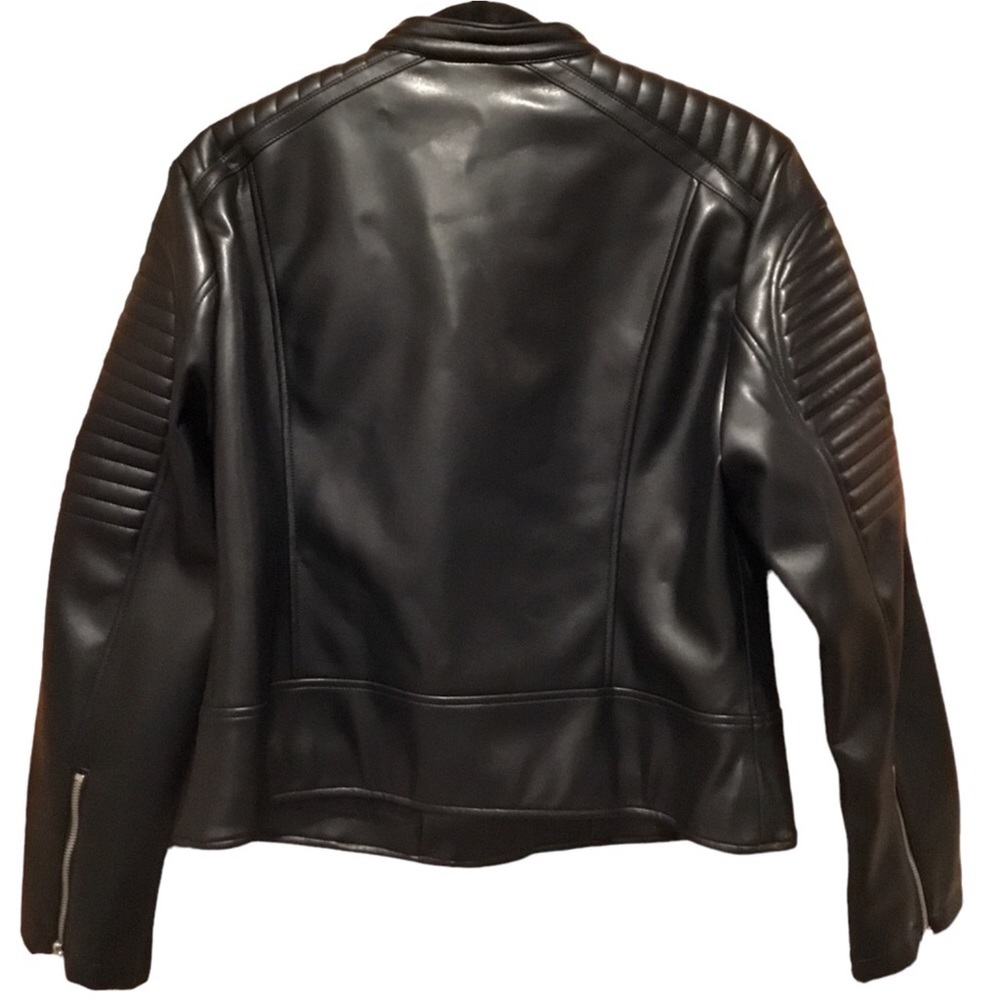 ZARA Biker Jacket Black Faux Leather Zip Size: XXL❗️READ & CHECK MEASUREMENTS❗️ - Picture 3 of 16